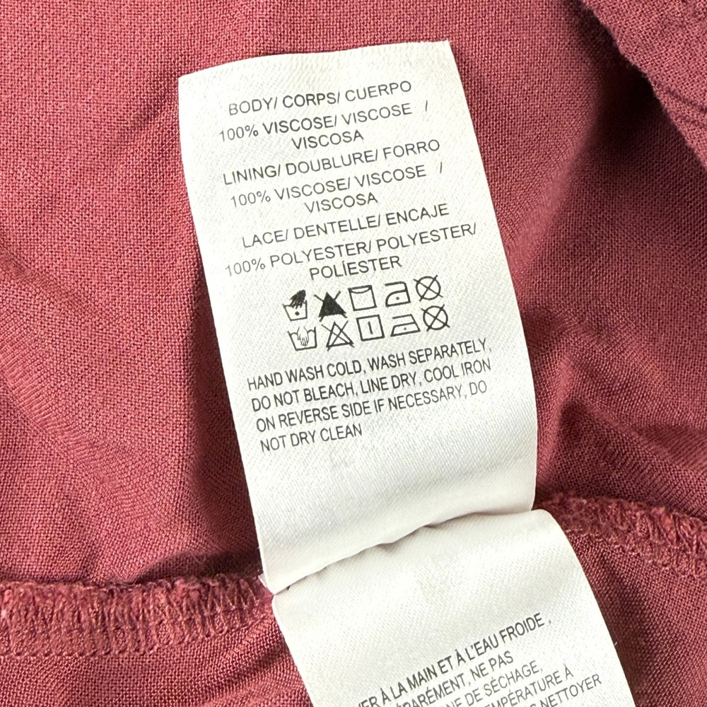 Lucky Brand Tunic Dress XS Boho Lace Burgundy Sleeveless Layered w Slip - Picture 10 of 13